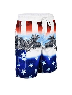 US Apparel Licensed-Mart Men's American Flag Inspired Board Shorts