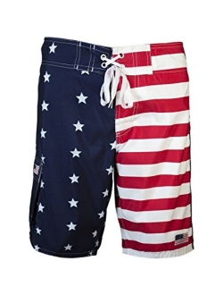 US Apparel Licensed-Mart Men's American Flag Inspired Board Shorts