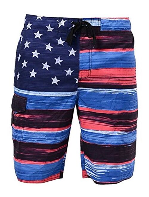 US Apparel Licensed-Mart Men's American Flag Inspired Board Shorts