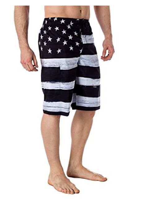 US Apparel Licensed-Mart Men's American Flag Inspired Board Shorts