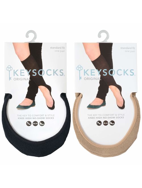 KEYSOCKS Women's ORIGINAL No-Show Knee High Socks Phenomenon in Standard and Plus Size