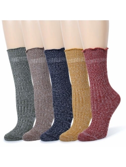 Leotruny Women's Slouch Vintage Knit Cotton Boot Socks