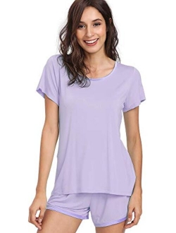 GYS Womens Pajama Shorts Set Soft Pjs Scoop Neck Sleepwear