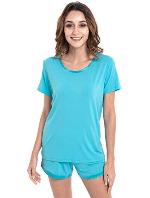 GYS Womens Pajama Shorts Set Soft Pjs Scoop Neck Sleepwear