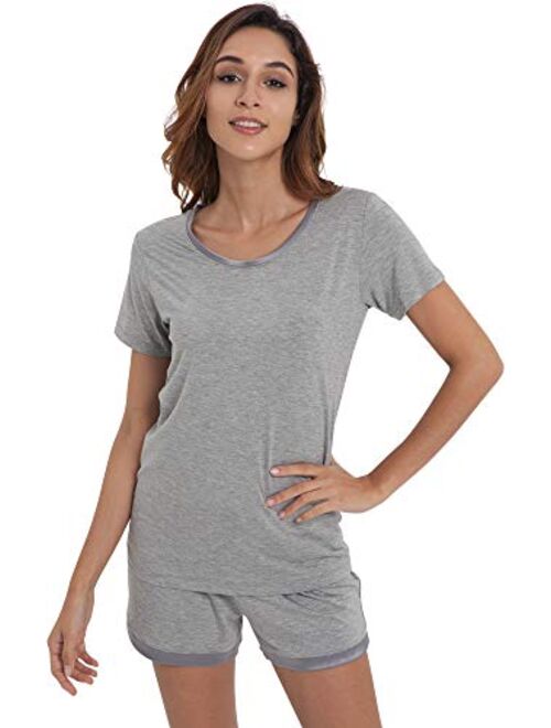 GYS Womens Pajama Shorts Set Soft Pjs Scoop Neck Sleepwear