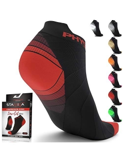 Compression Running Socks for Men & Women - Best Low Cut No Show Athletic Socks for Stamina Circulation & Recovery - Ultra Durable Ankle Socks for Runners, Plantar Fascii
