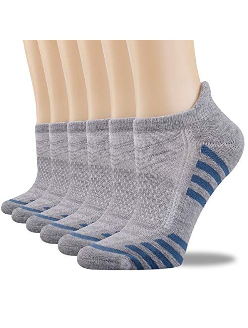 FUNDENCY 6 Pack Women Ankle Athletic Socks Low Cut Breathable Running Tab Socks with Cushion Sole