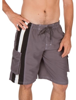 Sakkas Mens Contrast Stripes Skate Surf Board Short/Swim Trunks