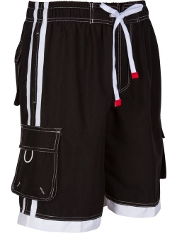 Sakkas Mens Contrast Stripes Skate Surf Board Short/Swim Trunks