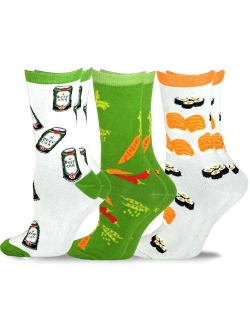 TeeHee Women's Foods Crew Socks 3-Pack