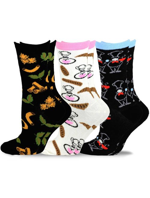 TeeHee Women's Foods Crew Socks 3-Pack