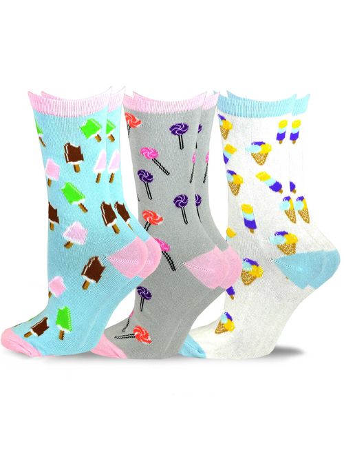 TeeHee Women's Foods Crew Socks 3-Pack