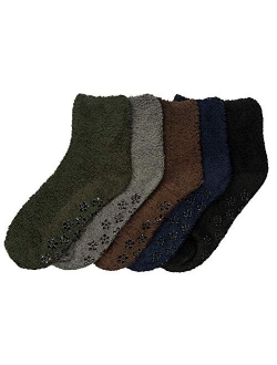 MOPAS 6 PAIRS WOMEN COZY FUZZY NON SKID STRIPES SUPER SOFT WINTER SLIPPER SOCKS 9-11