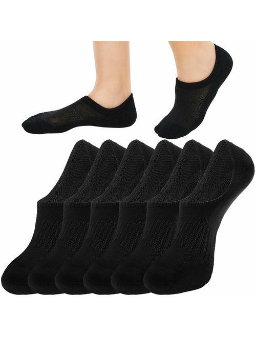 QING 8 Pairs Cushioned No Show Socks for Women Moisture Wicking Non Slip Low Cut Invisible Sock Perfect for Running