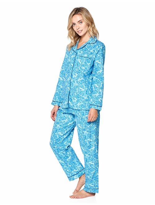 Casual Nights Women's Flannel Long Sleeve PJ's Button Down Sleepwear Pajama Set