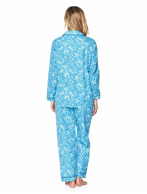 Casual Nights Women's Flannel Long Sleeve PJ's Button Down Sleepwear Pajama Set