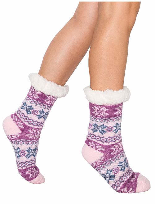 Shycloset Fuzzy Socks Slipper Winter - Women Sleep Indoor Cozy Knit Thermal Soft Plush Fleece Wool Fur Warm Plus