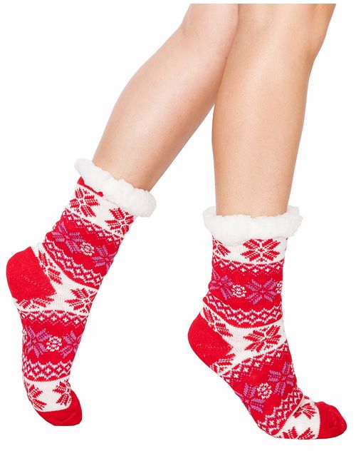 Shycloset Fuzzy Socks Slipper Winter - Women Sleep Indoor Cozy Knit Thermal Soft Plush Fleece Wool Fur Warm Plus