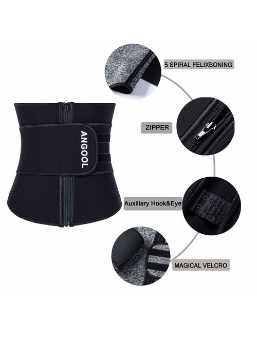 TWINS FLAME Women's Waist Trainer Sauna Belt Hourglass Shaper Neoprene Sweat Corset for Weight Loss