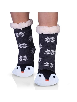 Jeasona Women's Fuzzy Slipper Socks With Grippers Warm Cozy Cute Animal Gifts