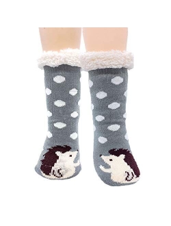 Jeasona Women's Fuzzy Slipper Socks With Grippers Warm Cozy Cute Animal Gifts