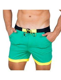 Taddlee Men Swimwear Swimsuits Solid Basic Long Swim Boxer Trunks Board Shorts