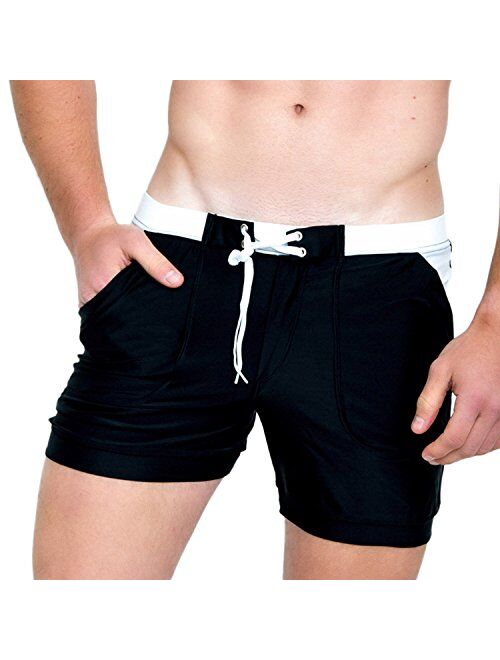 Taddlee Men Swimwear Swimsuits Solid Basic Long Swim Boxer Trunks Board Shorts