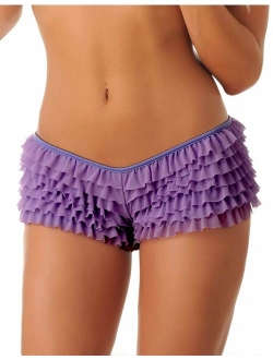 Velvet Kitten Sexy Boy Short Panties for Women with Ruffles and Bow