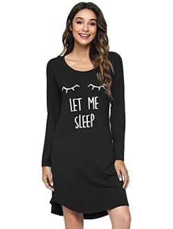 Long Sleeve Nightgowns for Women Sleep Shirt S-4XL