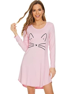 Long Sleeve Nightgowns for Women Sleep Shirt S-4XL