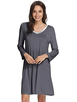 Long Sleeve Nightgowns for Women Sleep Shirt S-4XL