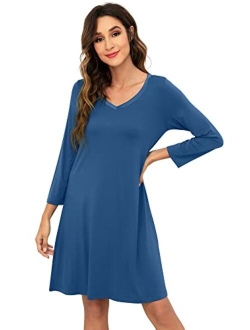 Long Sleeve Nightgowns for Women Sleep Shirt S-4XL