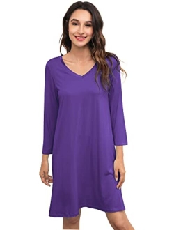 Long Sleeve Nightgowns for Women Sleep Shirt S-4XL