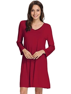 Long Sleeve Nightgowns for Women Sleep Shirt S-4XL