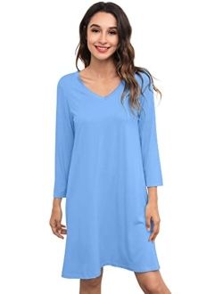 Long Sleeve Nightgowns for Women Sleep Shirt S-4XL