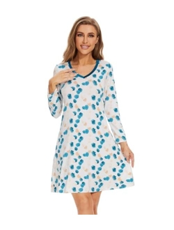 Long Sleeve Nightgowns for Women Sleep Shirt S-4XL