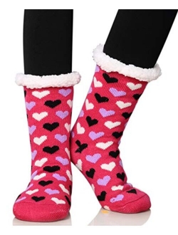 Dosoni Women's Fleece Lining Fuzzy Soft Christmas Knee Highs Stockings Slipper Socks