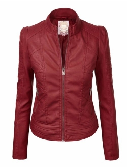 Come Together California CTC Womens Dressy Vegan Leather Biker Jacket