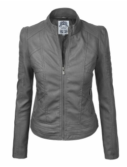 Come Together California CTC Womens Dressy Vegan Leather Biker Jacket