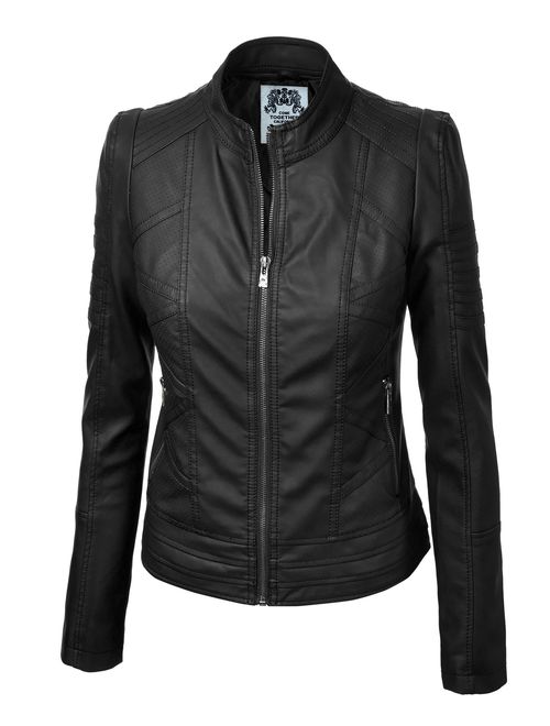 Come Together California CTC Womens Dressy Vegan Leather Biker Jacket