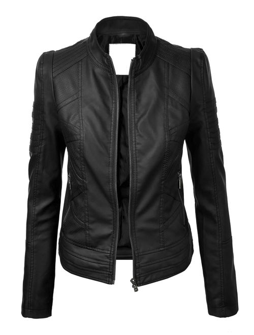 Come Together California CTC Womens Dressy Vegan Leather Biker Jacket