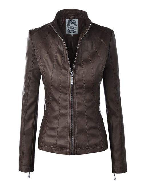 Come Together California CTC Womens Dressy Vegan Leather Biker Jacket