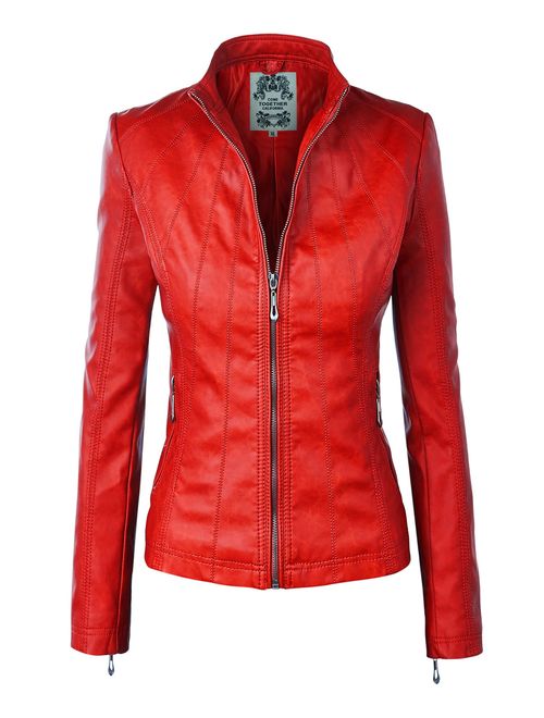 Come Together California CTC Womens Dressy Vegan Leather Biker Jacket