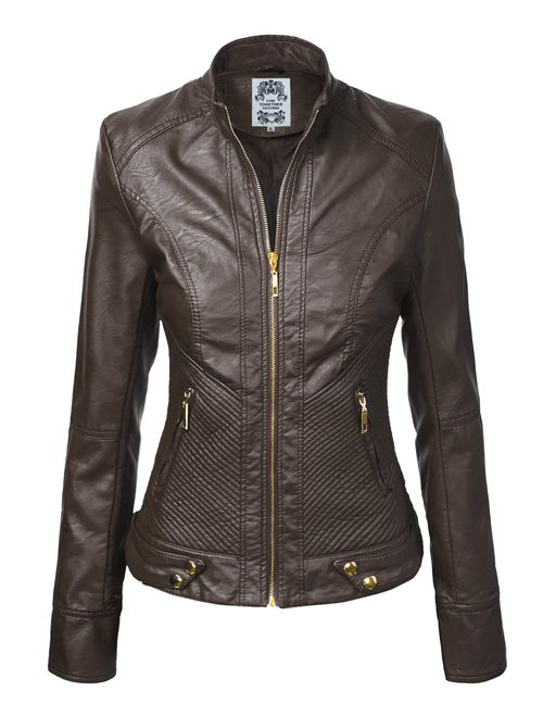 Come Together California CTC Womens Dressy Vegan Leather Biker Jacket