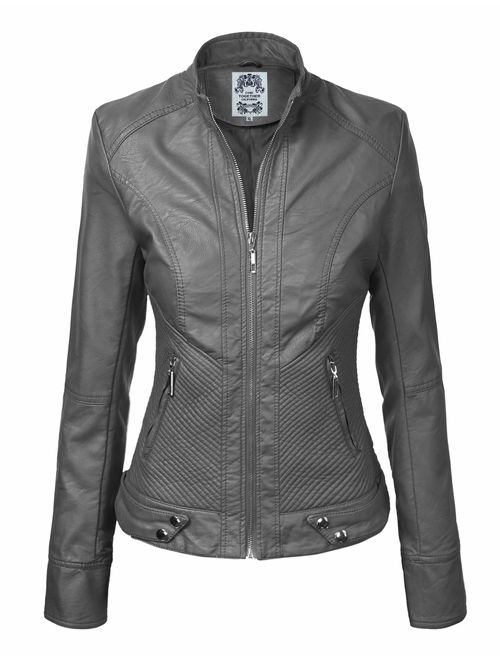 Come Together California CTC Womens Dressy Vegan Leather Biker Jacket