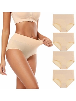 Women's Cotton Underwear Briefs Soft Breathable High Waisted Full Coverage Ladies Panties