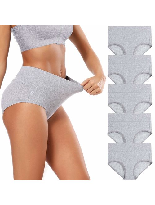 Molasus Women's Cotton Underwear Briefs Soft Breathable High Waisted Full Coverage Ladies Panties