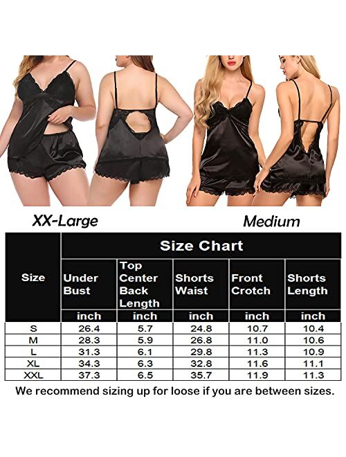 Avidlove Women Sleepwear Satin Pajamas Set Lace Camisole Shorts Nightwear