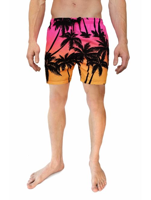 Cabana Bro Men's Swim Trunks - Retro Style Summer Swim Suits for Men