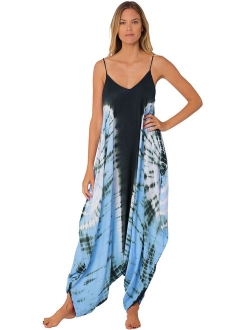 INGEAR Harem Jumpsuit Romper Bohemian Boho Loose Relax Fit Tie Dye Handkerchief Jumpsuits